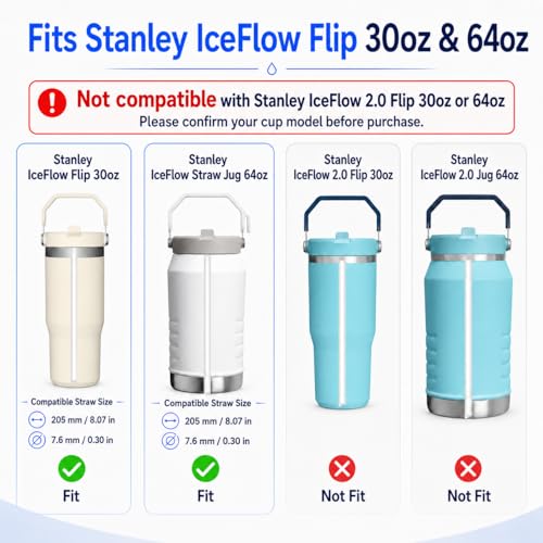 Joshey Replacement Straws for Stanley IceFlow Flip 30oz (1.0 Version) - 8 Pack