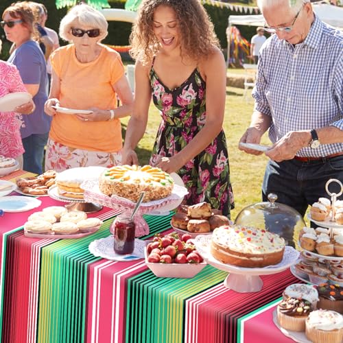 Mexican Serape Tablecloth - 54x108 Inch Striped Party Cover