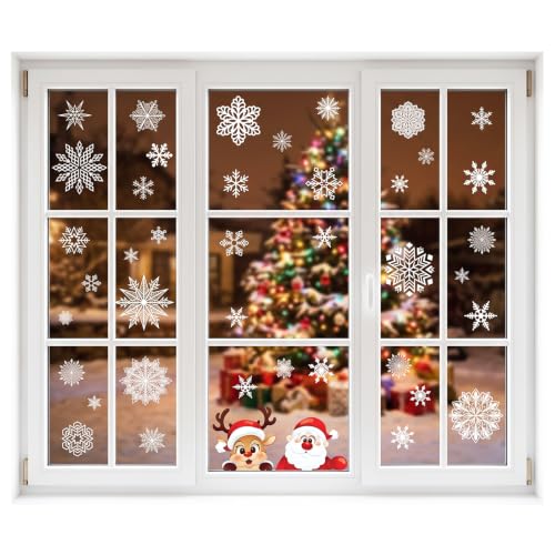 Christmas Window Clings Snowflake Stickers Holiday Decorations 242 PCS