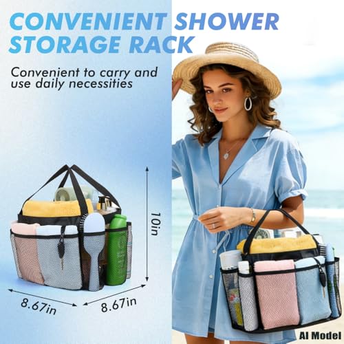 Portable Mesh Shower Caddy with 8 Pockets – Ideal for Dorms & Travel