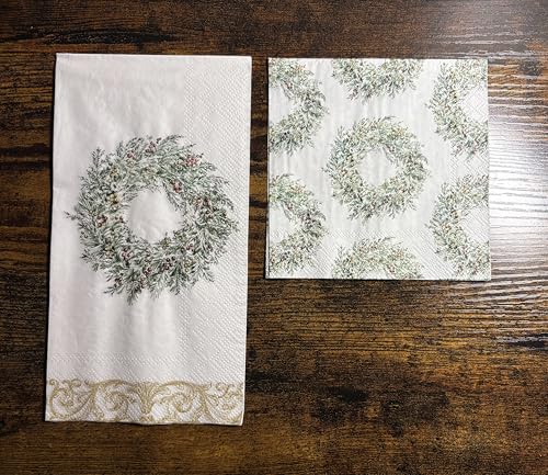 IHR 3-Ply Cocktail Napkins - Holiday Berry Wreath, 20-Count