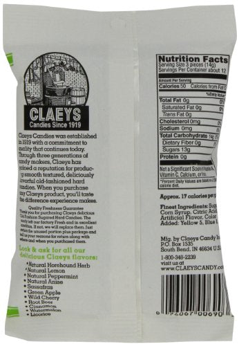 Claeys Green Apple Hard Candy Drops - 6 Ounce Bags (Pack of 12)