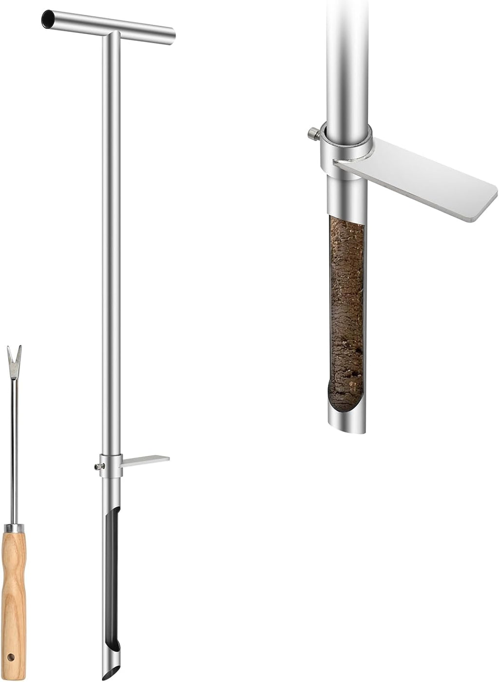 Skiennix 36-Inch Soil Sampler Probe - Heavy-Duty Stainless Steel Tool with T-Handle for Lawn & Garden Testing