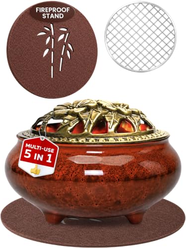 Ceramic Incense Burner with Lid for Frankincense & Bakhoor