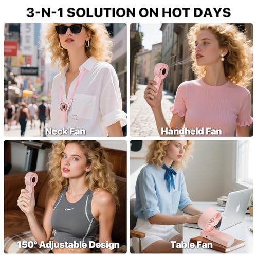 NEXHC Foldable Handheld Fan with LED Display - 5-Speed, 10-Hour Battery Life, 3-in-1 Design for Outdoor Activities
