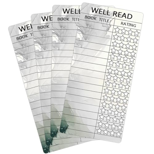 50 Pcs Reading List Bookmark Tracker - 3x8 Inch Book Log Cards