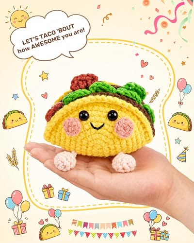 Inspirational Crochet Taco Plush Keychain - Positive Support Gift