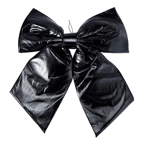 12 Inch Christmas Metallic Foil Fabric Bows for Wreath Garland & Tree - Black