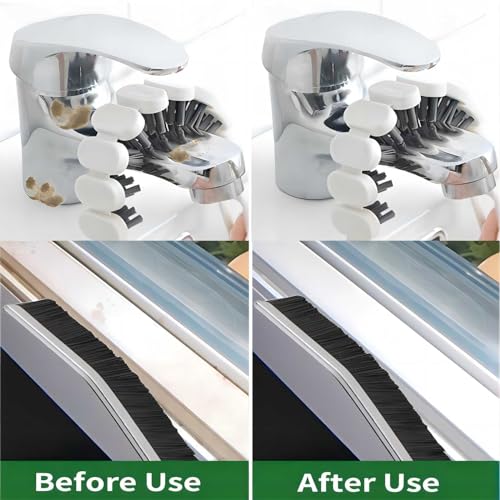 Crevice Cleaning Brush Set - Hard Bristle & Flexible, 3 Pcs (Black & White)
