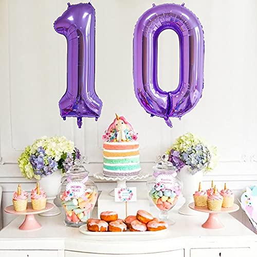 40 Inch Purple Number 10 Balloon - Aluminum Foil Birthday Decoration
