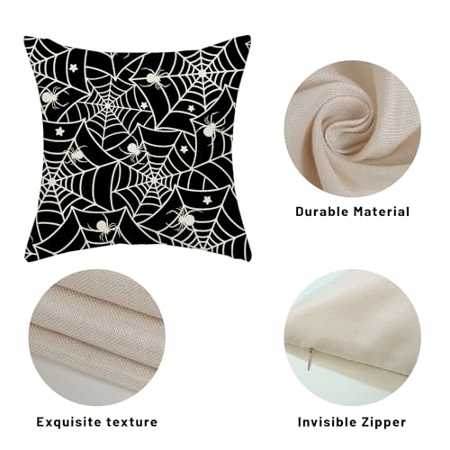 DAFENA Halloween Spider Web Throw Pillow Covers 18x18 Inch - 2 Piece Set