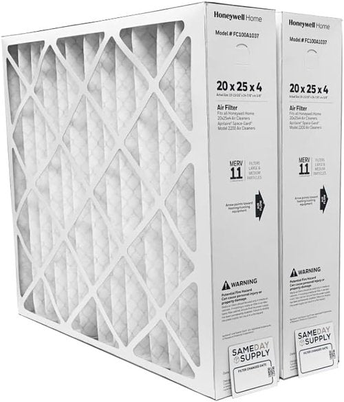 Honeywell Pleated Air Filter - MERV 11 Efficiency | 20" x 25" x 4" | 2-Pack with Change Reminder
