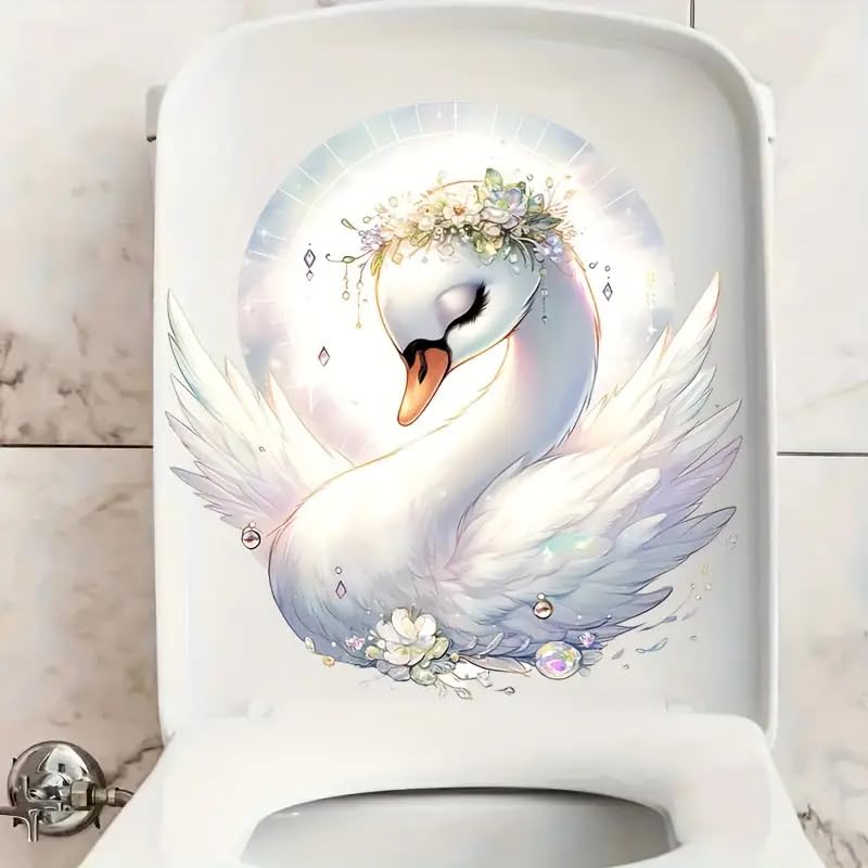 Floral Toilet Seat Sticker Decal - Waterproof Bathroom Decor