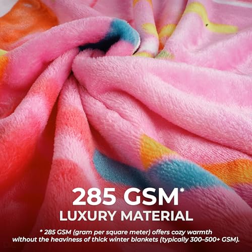 Zulay Kitchen Pink Glazed Donut Blanket - Soft Flannel Throw for Adults & Kids, 36 Inches
