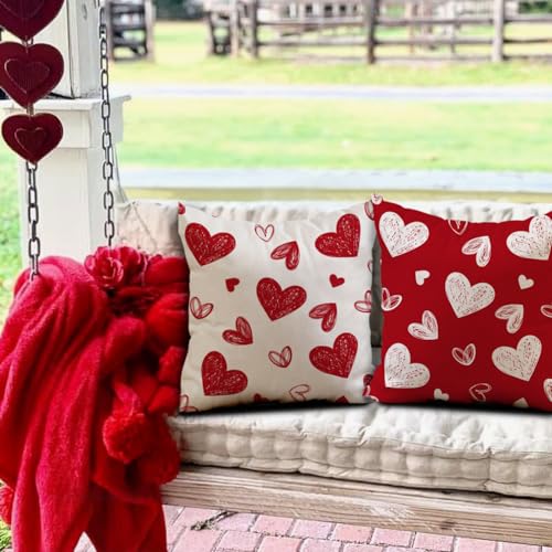 Valentine's Day Heart Throw Pillow Covers 18x18 Inch, Set of 2