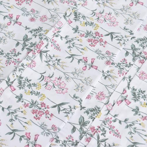 Queen Size Cotton Pillowcases Set of 2 - Botanical Print, Soft & Machine Washable
