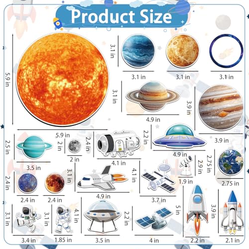 25 Outer Space Refrigerator Magnets - Astronauts & Planets Decor
