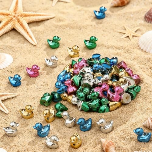 100 Mini Resin Ducks - Vibrant Electroplated Figurines for Decor