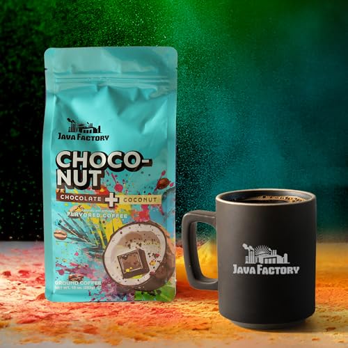 Java Factory Choconut Ground Coffee, Chocolate Coconut Blend, 10 Oz Bag