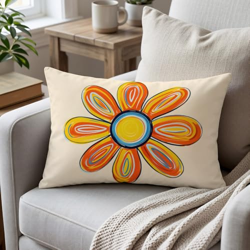 GSRONY Floral Watercolor Throw Pillow Cover 12x20 Inch Lumbar Cushion Case