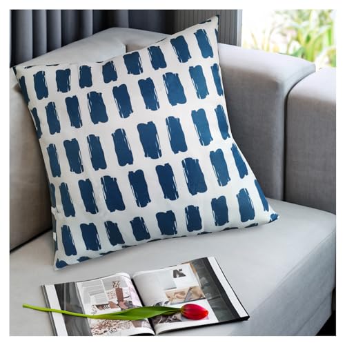 Classic Blue Geometric Throw Pillow Cover – 17x17 Inch Accent