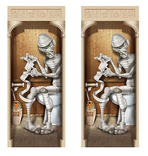 Beistle Mummy Restroom Door Covers - 2-Pack Spooky Halloween Decorations