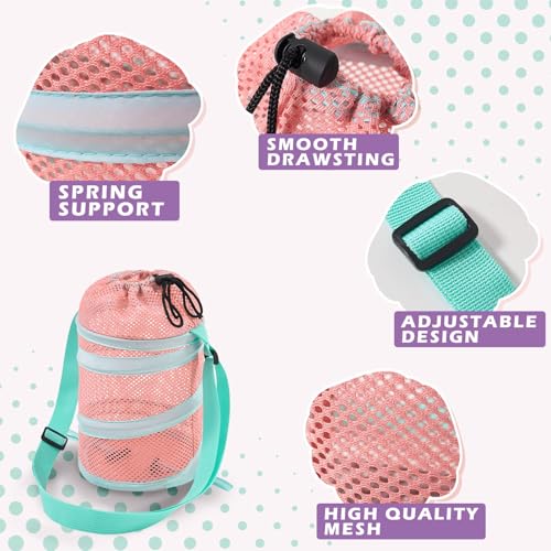 Kids Mesh Beach Bag Set Pink & Blue - Sea Shell & Travel Storage for Kids