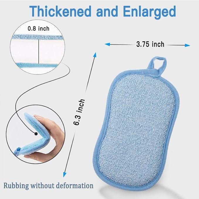 YUEMIN Clean 6-Pack Kitchen Sponges with Stainless Steel Scrub