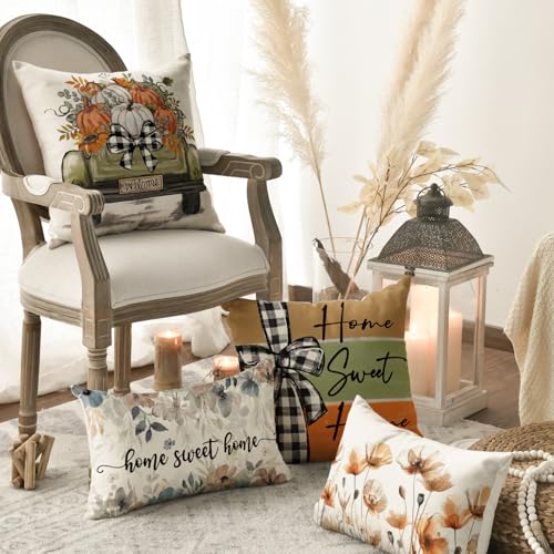 18" x 18" AVOIN Fall Pumpkin Truck Throw Pillow Covers - Set of 4