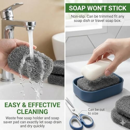 Self-Draining Soap Dish Pads - 10 Pcs Gray PVC Soap Savers
