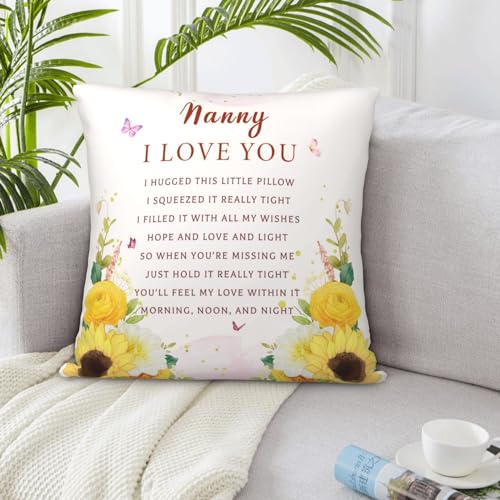 Best Nanny Ever Throw Pillow Cover, 18x18 Inch Decorative Gift for Grandma