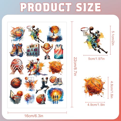Basketball Temporary Tattoos for Kids 160 Pcs Party Favors