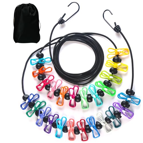 Portable Clothesline for Travel - 11.8Ft with 24 Clips