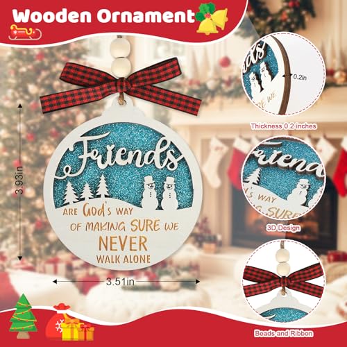 Friends Christmas Ornament - Wooden Friendship Tree Decoration with Double Layer Design - Holiday Gift for Men, Women, Sisters (Friends)