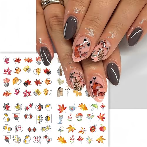 12Pcs Fall Fall Nail Art Stickers Autumn Water Decals Thanksgiving