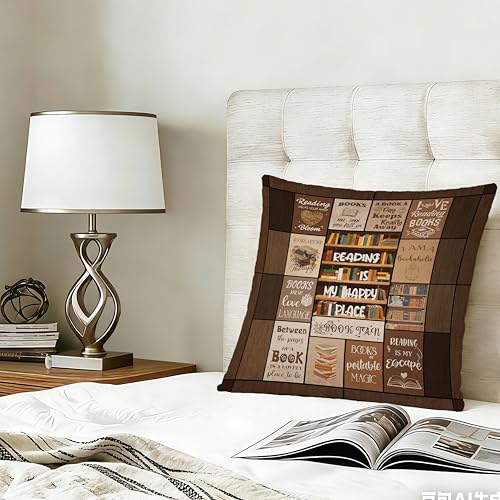 18x18 Reading Pillow Cover for Book Lovers - Cozy Decorative Accent
