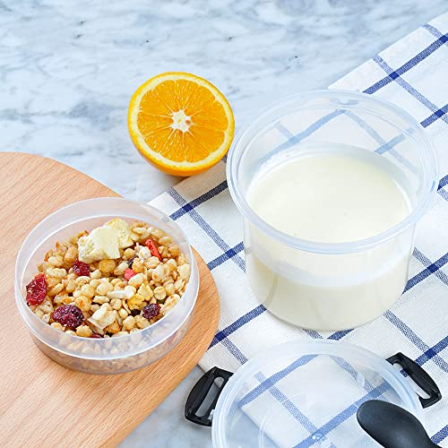 Transparent Reusable Cereal Yogurt Parfait Container Set with Lids, 20 oz