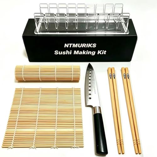 6-Piece Sushi Making Kit for Beginners with Bamboo Mats, Knife and Mold