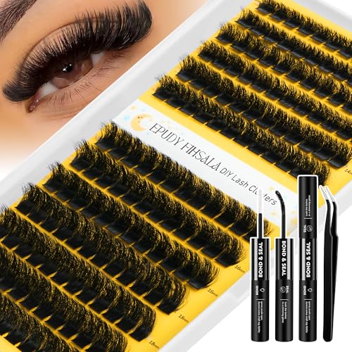 EPUDY FIHSALA 200D Fluffy Lash Clusters 10-18mm D Curl Wispy Extension Kit