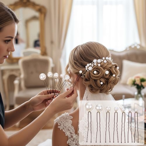 Lusofie 12-Piece Pearl Bobby Pins for Brides and Wedding Hairstyles
