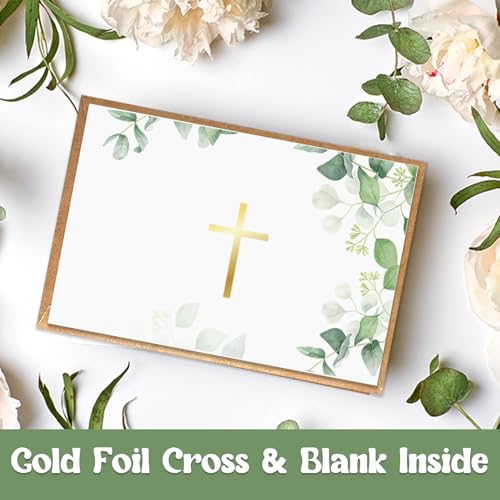 24 Pack Gold Foil Cross Blank Cards with Envelopes - 4x6 Watercolor Designs for Religious Events