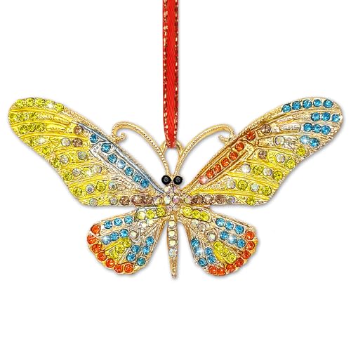 Butterfly Christmas Ornament 2025 - Metal Hanging Decor with Gift Box