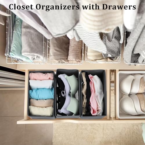Drawer Organizer for Clothes, Underwear, Socks - 4Pcs Grey