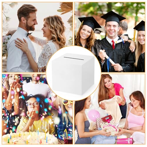 White Card Box with Slot - 8.6'' Gift Box for Weddings & Events