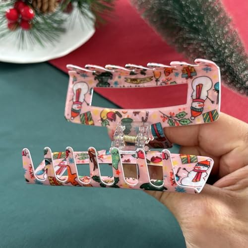 LYLYNB Christmas Hair Claw Clips Large Non-Slip Holiday Hair Accessories