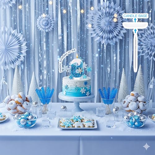 Fro*Zen 8th Birthday Cake Candle - Snow-Themed Party Decoration