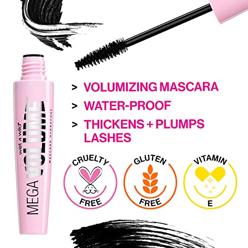 wet n wild Mega Volume Waterproof Mascara, Very Black, Pack of 2