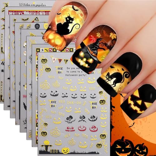 8-Sheet Halloween Nail Stickers Self-Adhesive Spider Web Decals