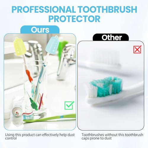 Lapfoon Silicone Toothbrush Covers 6 Pack - Portable Travel Cap for Electric and Manual Toothbrush Heads