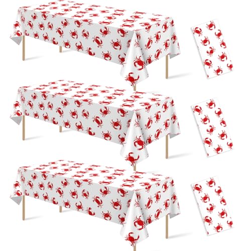 3 Pack Crab Boil Disposable Tablecloths, 108x54 Inch Waterproof Table Cover